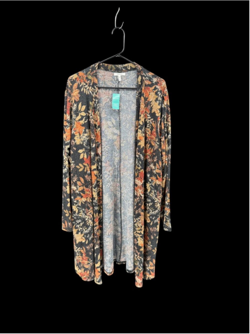 Women's Maurices Floral Cardigan Sweater Black Orange Size XL